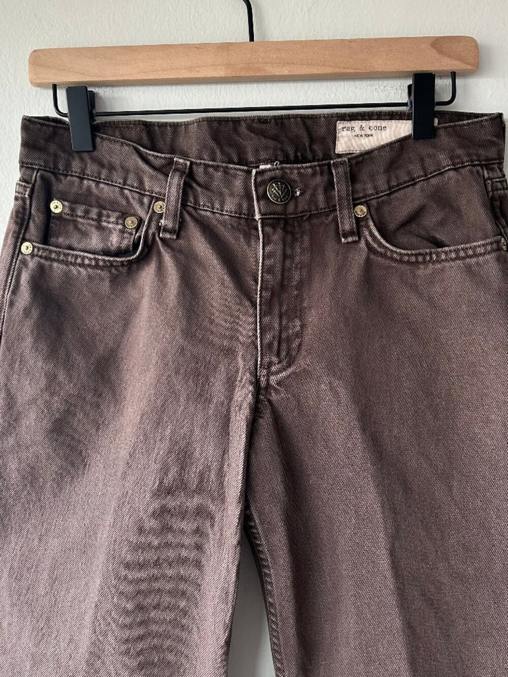 Rag & Bone Saige Low Rise Relaxed Straight Full Jeans Dark Brown Women Size 26 - Picture 4 of 14